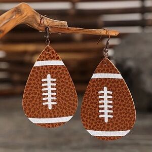 Faux Leather Football Dangle Earrings